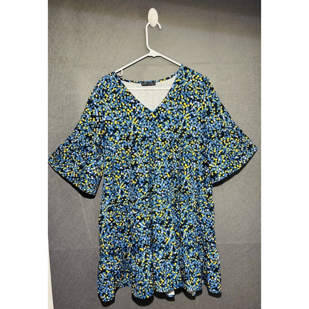 Emery Rose Dress Women's M Blue Polka Dots Sleeve Batwing Midi